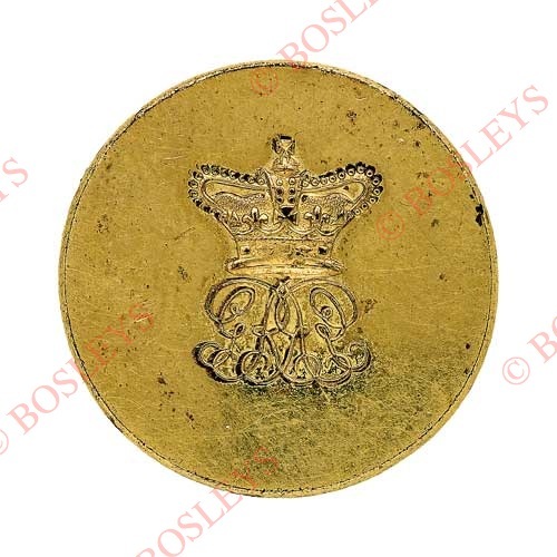 1st Regiment of Foot Guards George III Officer's gilt flat-back coatee button circa 1800.. A very