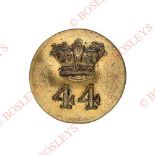 44th (East Essex) Regiment William IV/Victorian Officer's gilt closed back coatee button circa