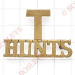 T / HUNTS WW1 Huntingdon Cyclist Battalion brass titleSans-serif ‘T’.Huntingdon Cyclist Battalion