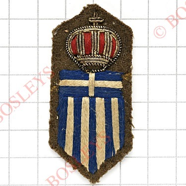 British Military Mission to Greece post 1942 WW2 “formation sign”.Crowned blue and white embroidered