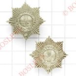 2nd Royal Surrey Militia Victorian pair of collar badges circa 1874-81.Fine die-stamped white