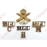 Motor Machine Gun Corps cap badge and titles. A good bimetal OR’s cap badge on slider fitting ...