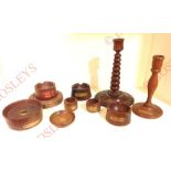 Selection of Souvenirs Made from Ships Timber. An interesting selection including: Candlestick