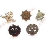 5 WW2 plastic economy Infantry cap badges. West Riding ... Cheshire ... Royal Sussex ... Essex (