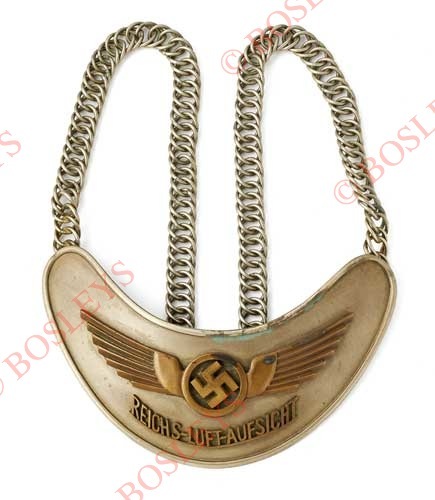 German Third Reich Reichs-Luft-Aufsicht gorget. A fine rare first pattern example introduced in