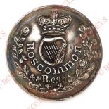 Irish Roscommon Regiment of Militia, Victorian post 1855 Officer’s silver plated tunic button. A