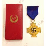 German Third Reich 1st Class Faithful Service Decoration in case of issue. A fine gilt example