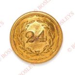 24th (2nd Warwickshire) Regiment of Foot Victorian Officer’s gilt closed-back coatee button circa