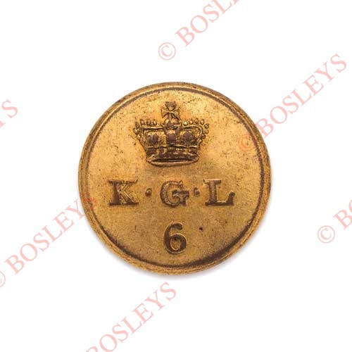 6th Line Battalion King’s German Legion George III Officer’s gilt flat-back coatee button. A good