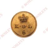 6th Line Battalion King’s German Legion George III Officer’s gilt flat-back coatee button. A good