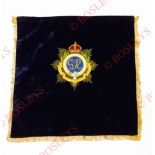 Royal Army Service Corps Music Stand Drape. A fine quality example, dark blue velvet ground