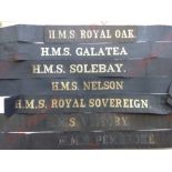 Selection of Royal Navy Ratings Cap Tallies. Comprising: HMS Royal Oak (DAMAGED CUT (Battleship
