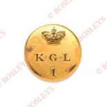 1st Line Battalion King’s German Legion George III Officer’s gilt flat-back coatee button. A fine