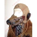 WW2 RAF Desert Flying Helmet and G Type Oxygen Mask. This example remains as originally worn.