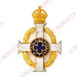 British Army Officiating Chaplain’s scarf badge. A fine silvered and gilt example comprising a large