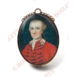 18th Century Miniature Portrait of Captain John Warren a veteran of Minden, Culloden and with