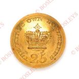 25th (King’s Own Borderers) Regiment of Foot Victorian Officer’s gilt closed-back coatee button