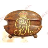 George V Royal Navy “Rope Block’ Letter Holder. This wooden rope block has been converted into an