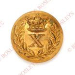 10th Foot (North Lincoln) Regiment of Foot Victorian Officer’s gilt closed-back coatee button