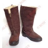 WW2 RAF 1940 Pattern Flying Boots A very good clean pair of brown suede shoe section with rubber