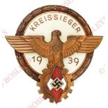 German Third Reich 1939 Kreis Victor’s Badge in National Trade Competition. A fine scarce die-cast