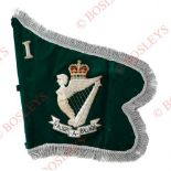 Royal Irish Rangers Piper’s Banner. A scarce example. Green material ground richly embroidered in