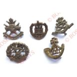 5 WW2 plastic economy Infantry cap badges. Notts & Derby (minor distortion) ... Dorsetshire (