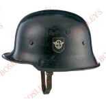 German Third Reich WW2 Double Decal Police Helmet. A good clean example, the light weight shell with