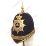 Welsh Regiment Victorian Officer’s Blue Cloth Helmet. A good 1878 pattern Officer’s Home Service