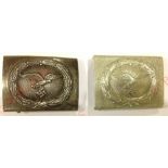 German Third Reich 2 x Luftwaffe belt buckles A good 1942 stamped steel example by CTD ... another
