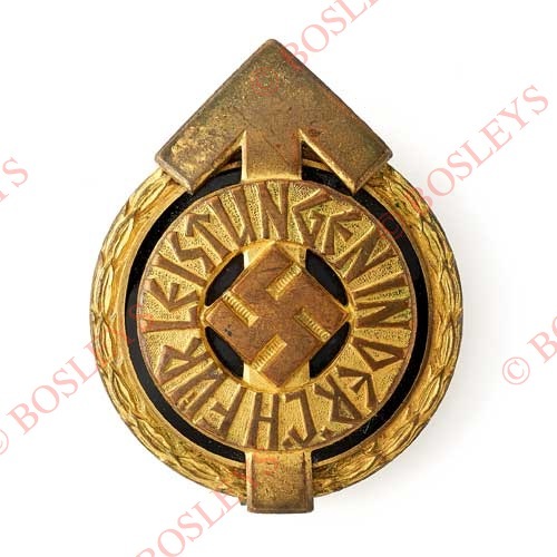 German Third Reich Hitler Youth Golden Leader’s Sports Badge by Gustav Brehmer, Markneukirchen A