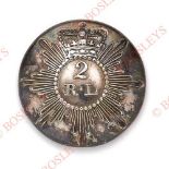 2nd Royal Lancashire Militia, Victorian Officer’s silver plated closed-back coatee button. A fine