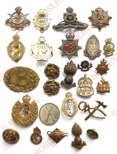 Selection of Various Badges etc. Including: Army Cyclist Corps (16 spokes) ... XXIV Lancers (one