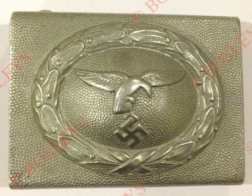 German Third Reich early Luftwaffe ‘drop tail’ belt buckle. A fine highly domed aluminium pebbled