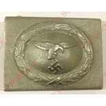 German Third Reich early Luftwaffe ‘drop tail’ belt buckle. A fine highly domed aluminium pebbled