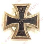 German Imperial 1914 Iron Cross 1st Class, screwback example. A very fine quality unmarked silver