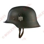 German Third Reich WW2 single decal M42 Army steel helmet. A good example with plain edge