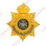 Badge. Manchester Regiment Officer’s helmet plate circa 1902-14. A very fine rich gilt example of