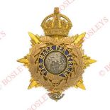 Badge. Royal Marine Light Infantry Edwardian Officer’s helmet plate circa 1902-05. A good scarce