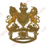 Badge. Royal Artillery Cadet Company Victorian helmet plate. A scarce die-stamped brass example. The