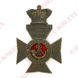 Badge. King’s Royal Rifle Corps Victorian OR’s helmet plate circa 1883-93. A good die-stamped