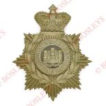 Badge. 3rd VB Devonshire Regiment Victorian OR’s helmet plate. A good scarce die-stamped white metal