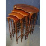 Circa 1910, an Edwardian mahogany quartetto of tables on ring turned legs