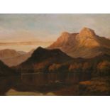Highland Cattle in a Scottish loch and landscape scene, oil painting mounted in a gilt frame,