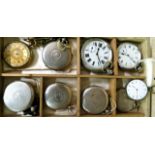 A selection of silver and other metal pocket watches for spares or repair (9)