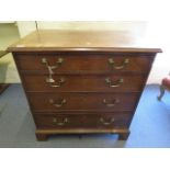 A Georgian style mahogany chest of four graduated drawers on bracket feet, 32 6/8" x 32 2/8" x 21"