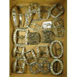 A good collection of Georgian white metal paste and cut steel shoe buckles, of varying designs
