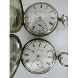 Two mid to late nineteenth century silver hunter pocket watches by Dent, London. The first with
