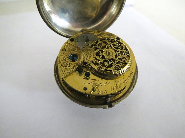 Circa 1800 silver pair cased Verge watch by Joyce of Whitchurch, no 223, matching pair cases - Image 2 of 3