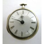 A mid to late 18th century silver pair cased Verge watch, movement signed Thos Hill, Fleet Street,